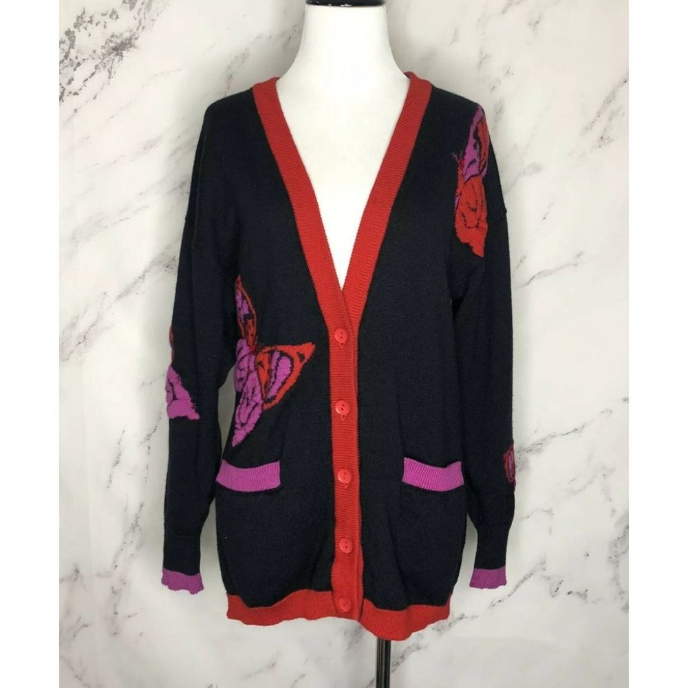Escada Jeweled Butterflies Cardigan FLAWED